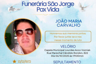 Sorriso: João Maria, que morreu após ser atropelado por carreta na MT-242 em Nova Ubiratã, é velado