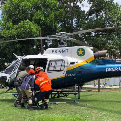 Sorriso: Ciopaer é acionado para resgatar homem que teve perna dilacerada durante trabalho em fazenda, em Boa Esperança do Norte