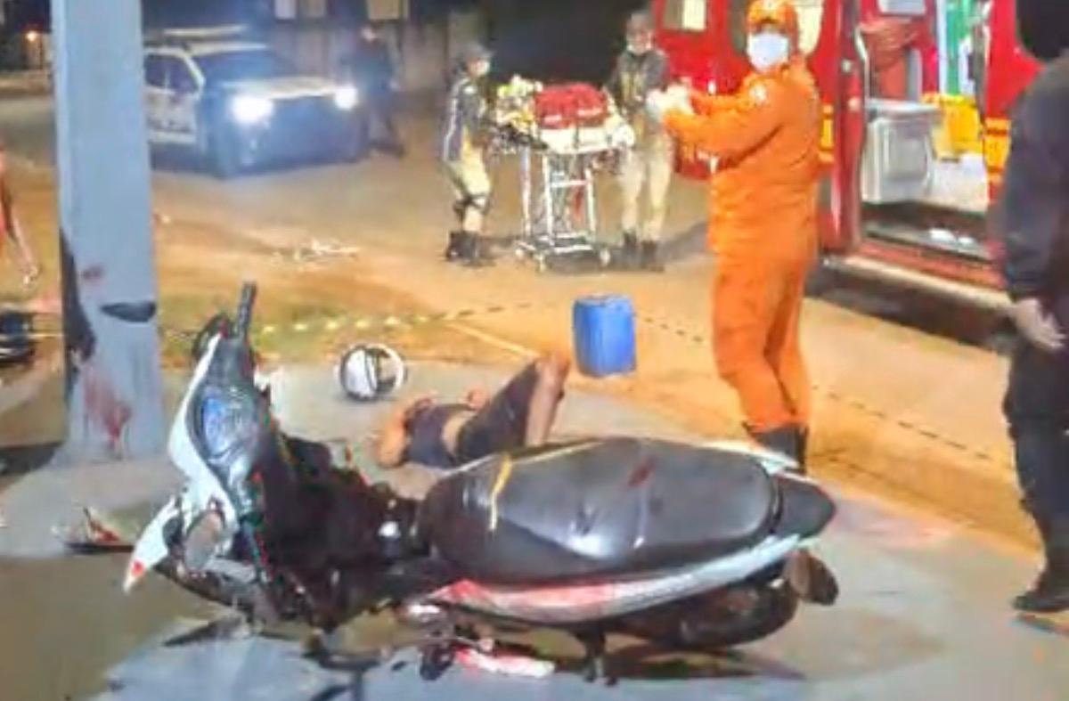 Sorriso: Homem é baleado no Fraternidade, tenta chegar no Hospital, mas bate moto em poste