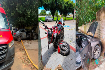 Sorriso: Moto perde a roda em grave acidente com carro na Perimetral Sudeste