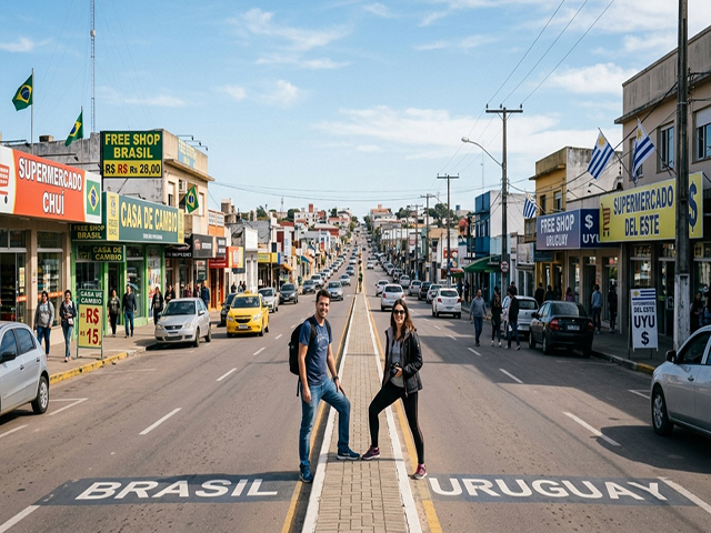 Conheça a cidade brasileira onde a rua principal é dividida ao meio entre dois países e uma avenida separa o real do peso uruguaio