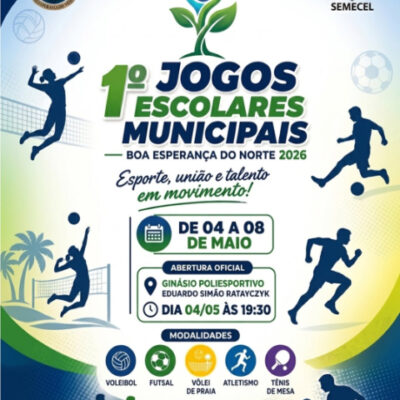 Boa Esperança do Norte realiza 1º Jogos Escolares Municipais a partir de 4 de maio