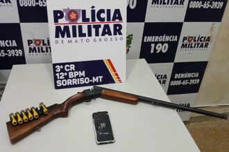 Sorriso: Marido é preso após agredir e ameaçar esposa e ainda dar tiro de calibre 20.; ele tentou resistir à prisão