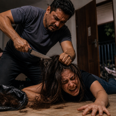 Sorriso: Covarde não aceita separação, invade casa, bate em mulher, arrasta vítima pelos cabelos e ainda corta cabelos com faca